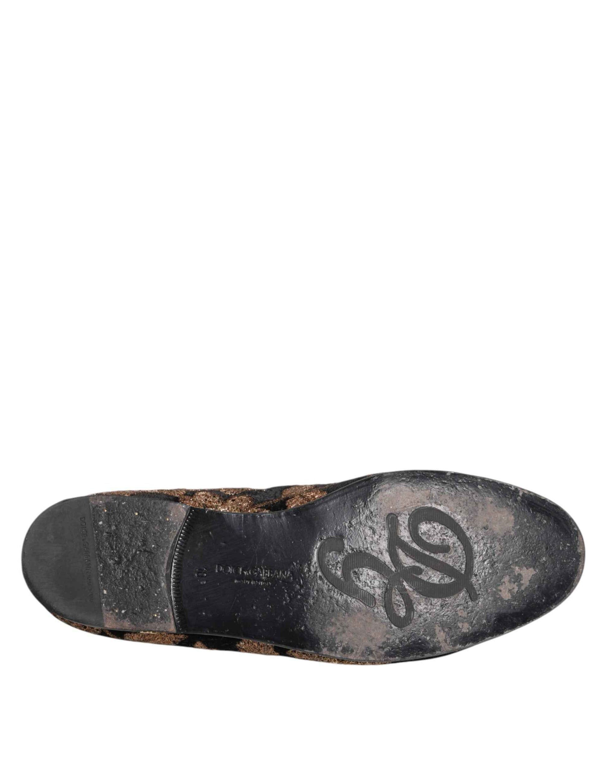 Black Floral Embroidery Men Loafers Shoes