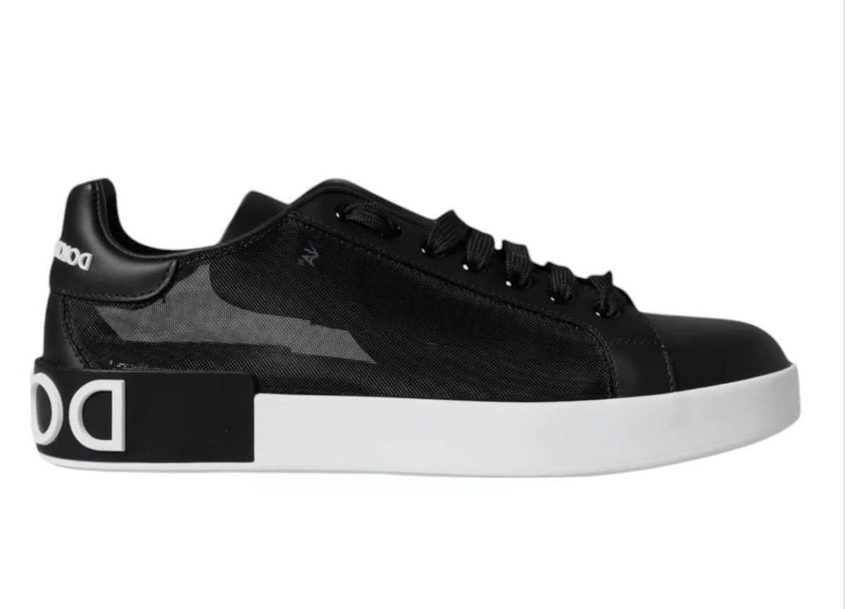 Black Calf Leather Portofino Sneakers Shoes