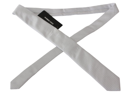 White Patterned Classic Mens Slim Necktie Tie Dolce & Gabbana