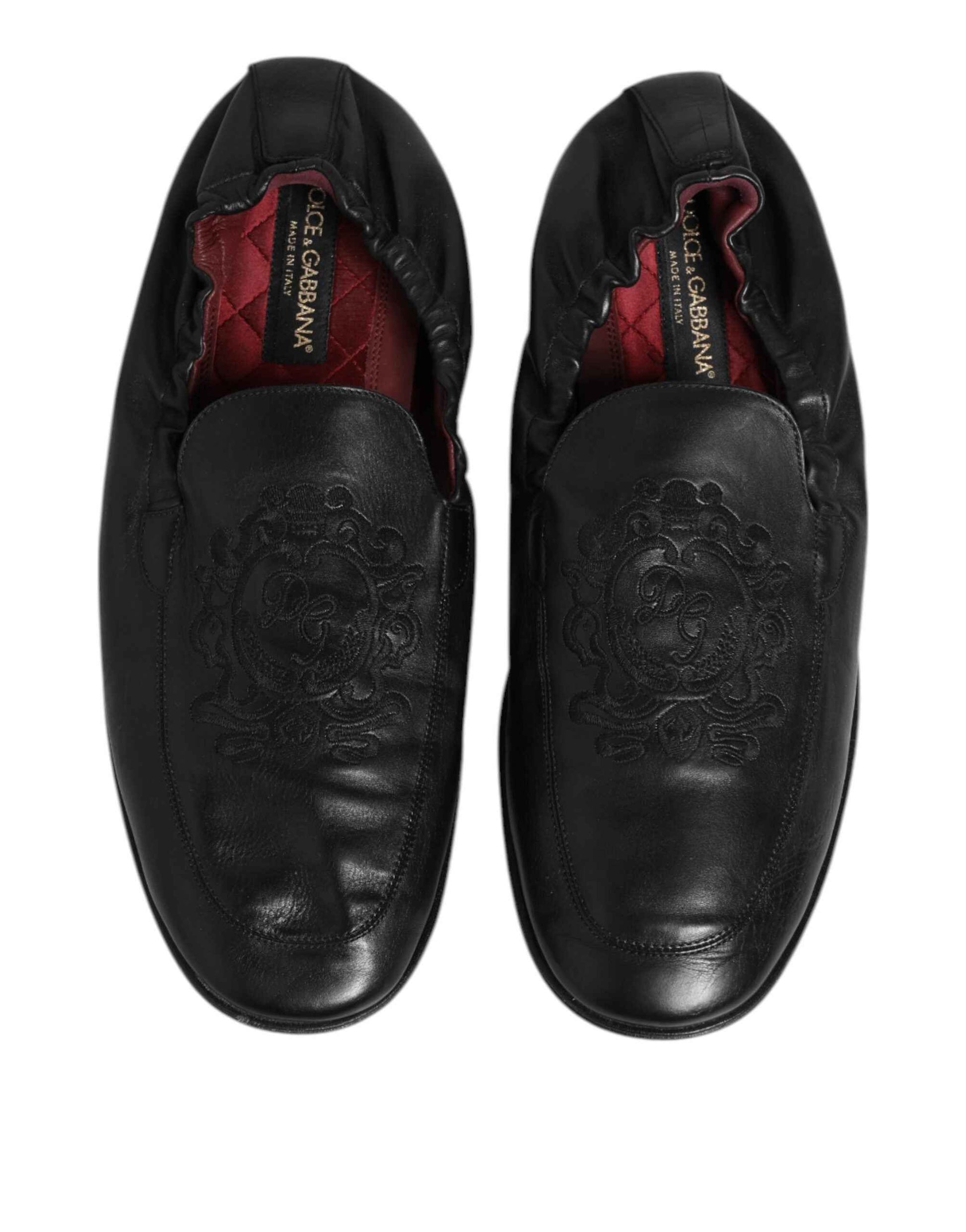 Black Leather Slip On Men Flat Loafers Shoes