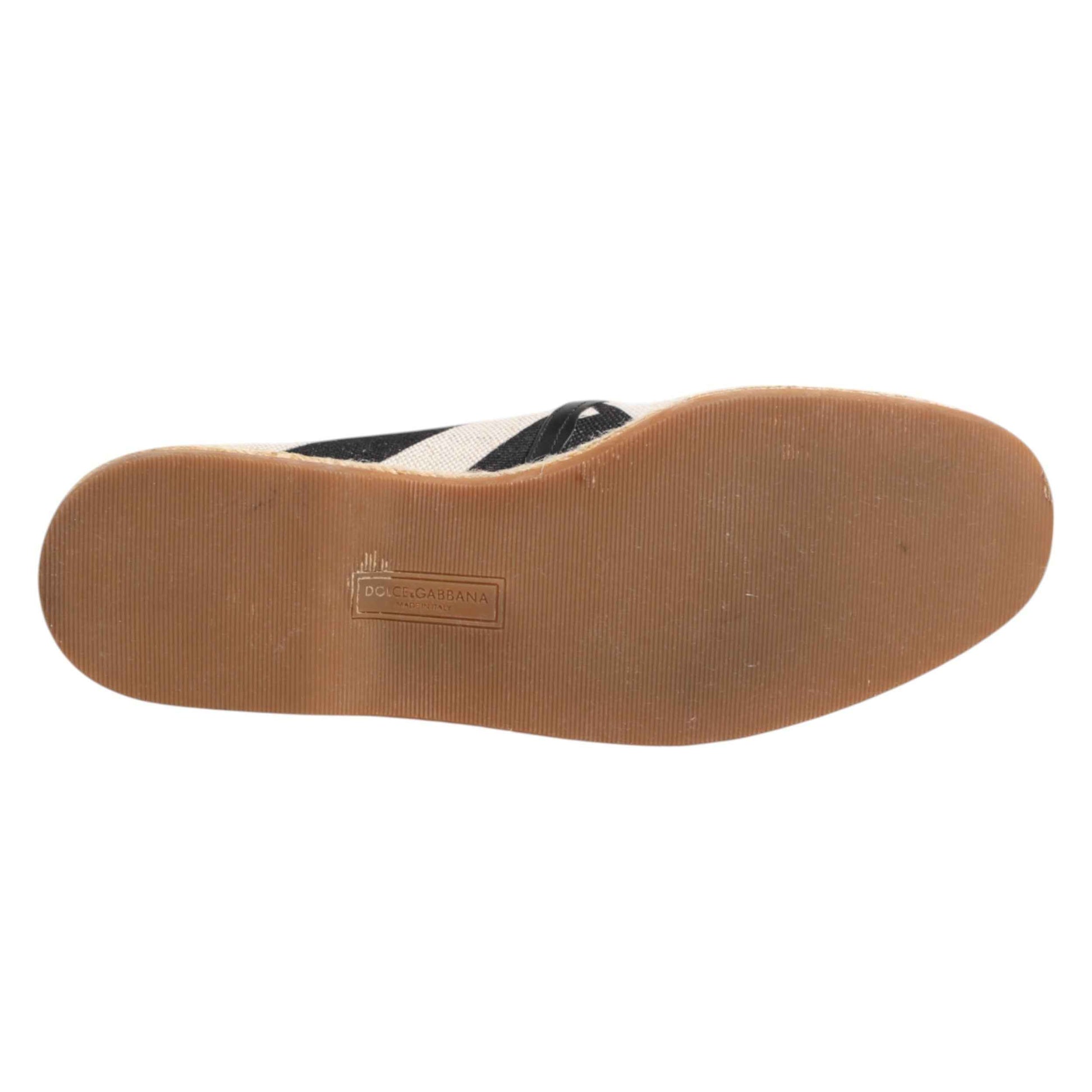 Black White Stripes Flat Espadrille Shoes