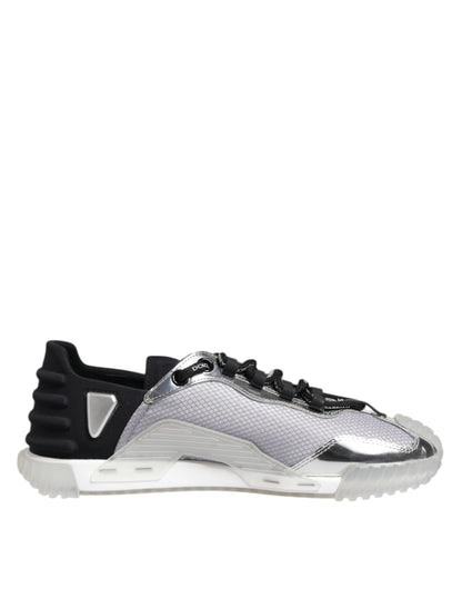 Silver Black Nylon NS1 Low Top Men Sneakers Shoes