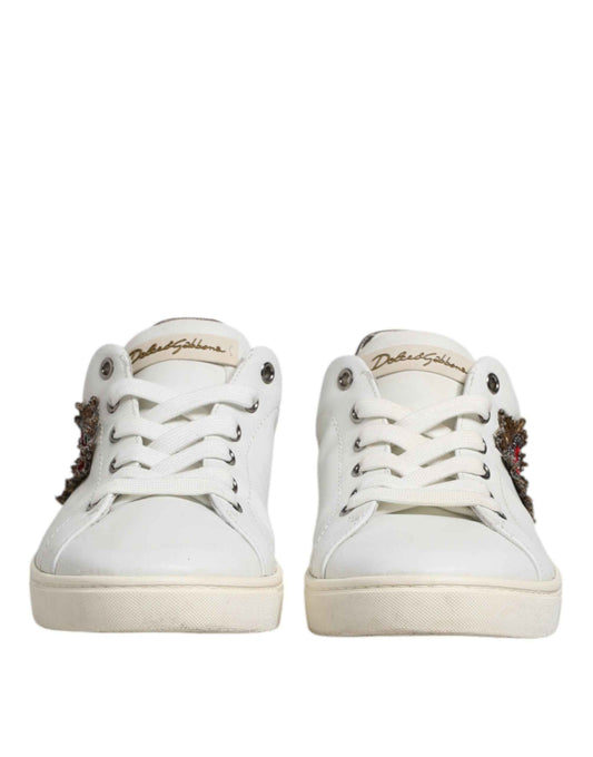 White Silver Sacred Heart Men Sneakers Shoes