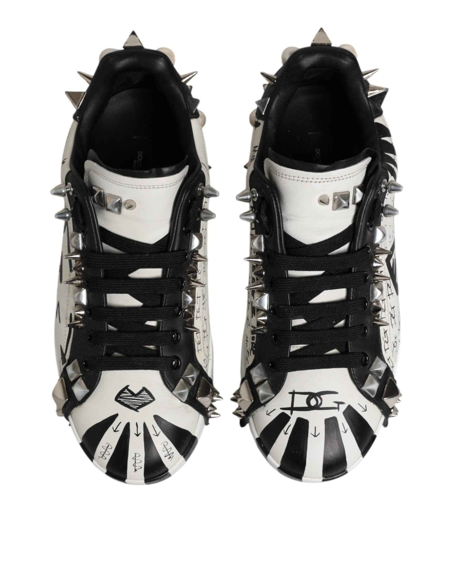 Black White Studded Low Top Sneakers Shoes