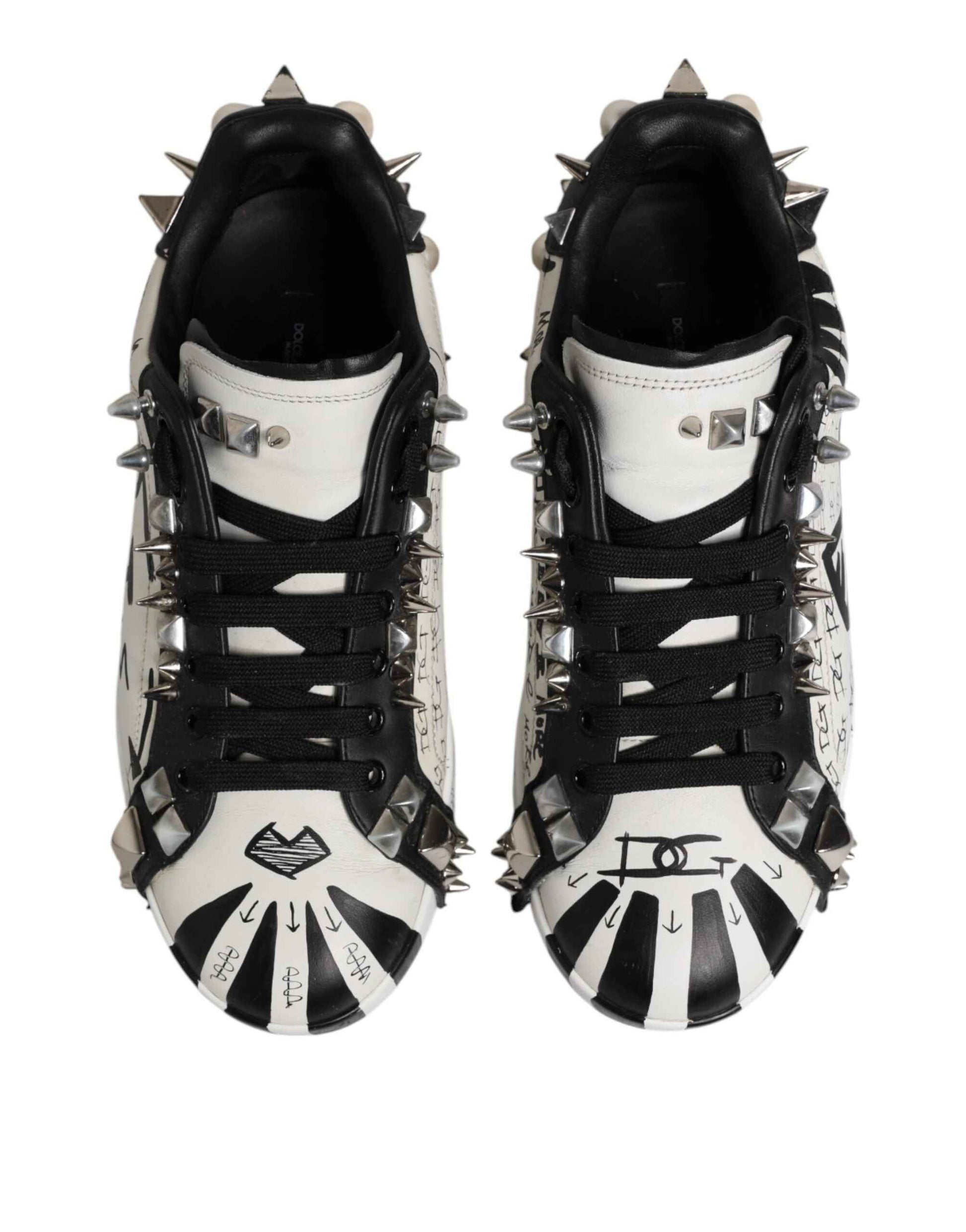 Black White Studded Low Top Sneakers Shoes