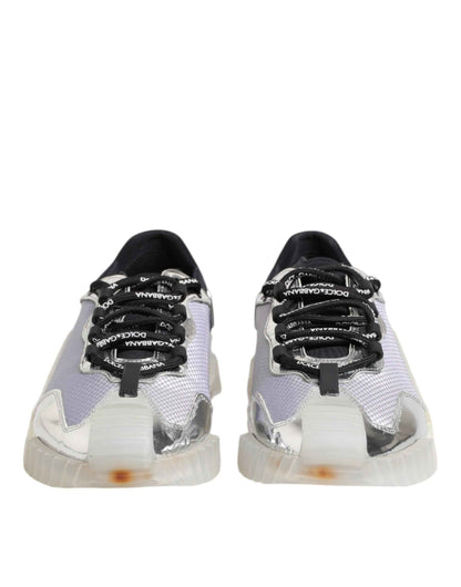 Silver Black Nylon NS1 Low Top Sneakers Shoes