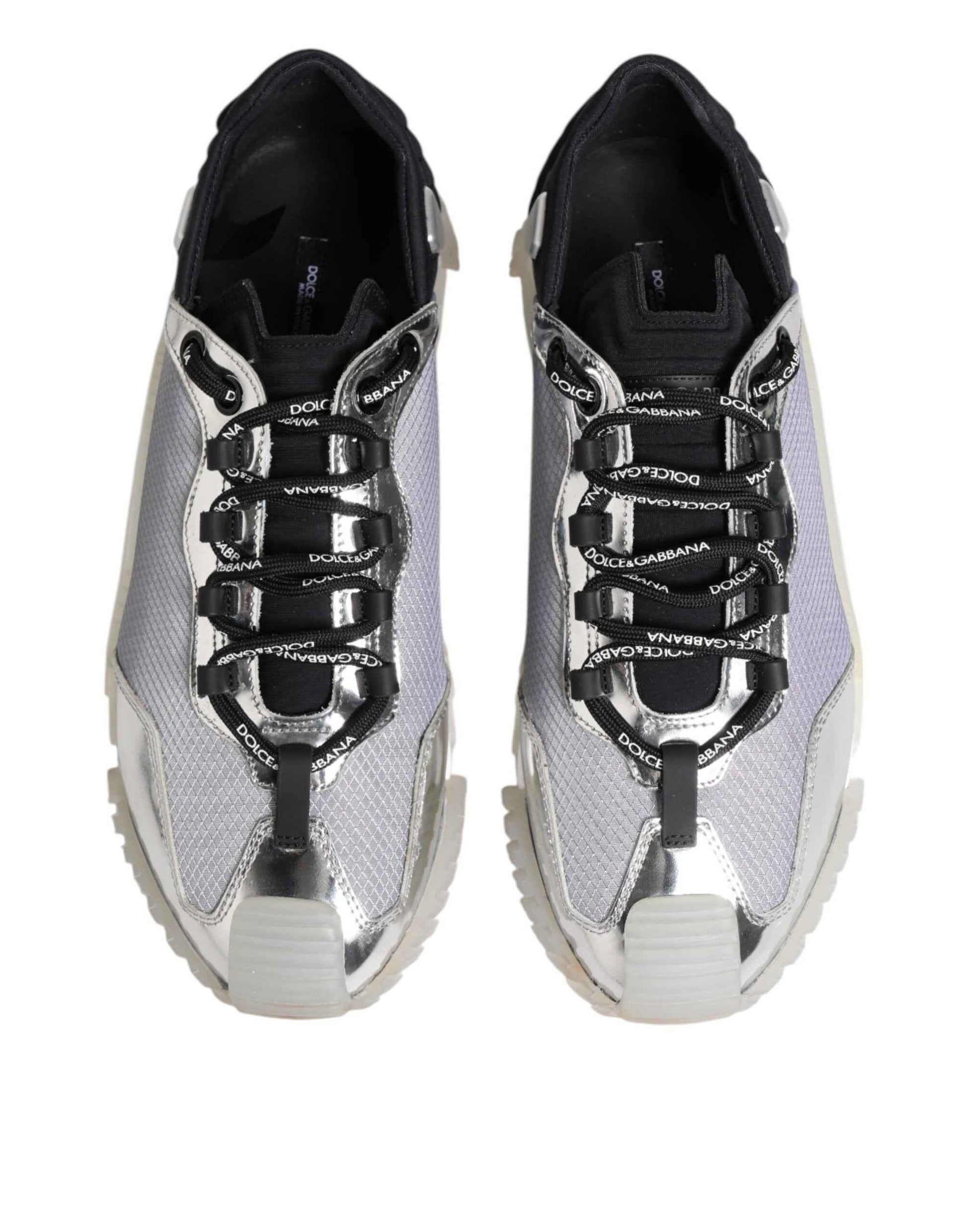 Silver Black Nylon NS1 Low Top Sneakers Shoes
