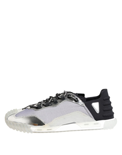 Silver Black Nylon NS1 Low Top Sneakers Shoes