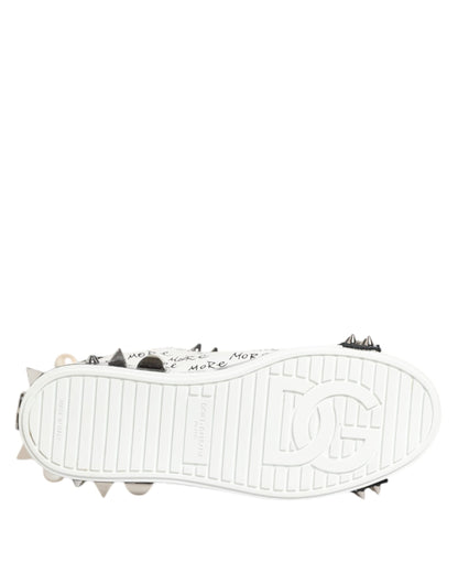 Black White Studded Low Top Sneakers Shoes