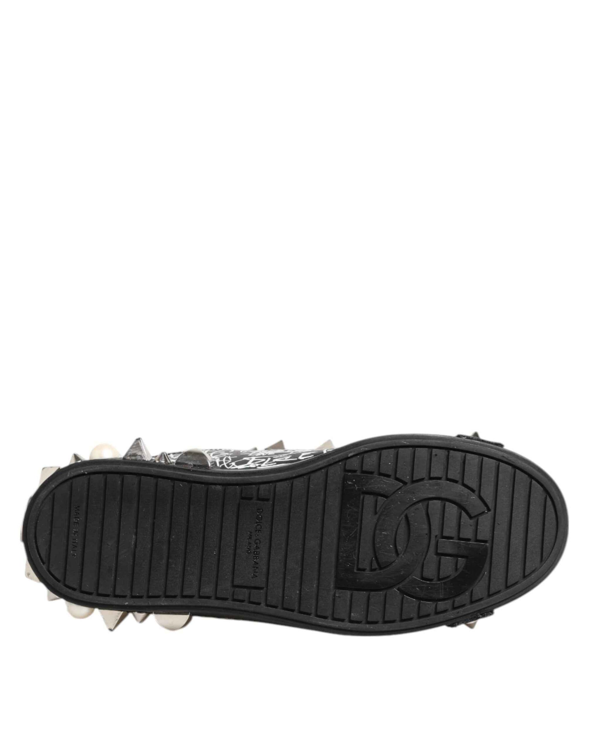 Black Portofino Stud Embellished Sneakers Shoes