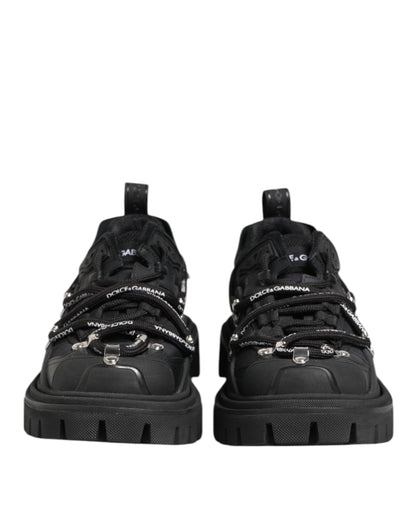 Black Low Top Lace Up Trekking Sneakers Shoes