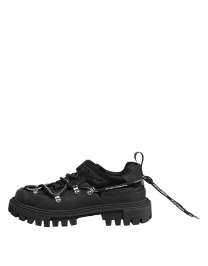 Black Low Top Lace Up Trekking Sneakers Shoes