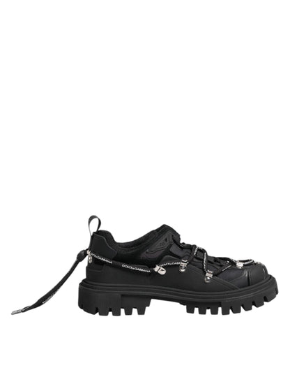 Black Low Top Lace Up Trekking Sneakers Shoes
