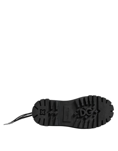 Black Low Top Lace Up Trekking Sneakers Shoes