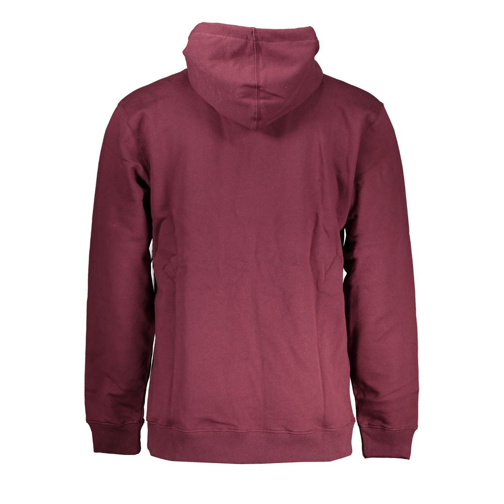 Red Cotton Men Sweater with Hood