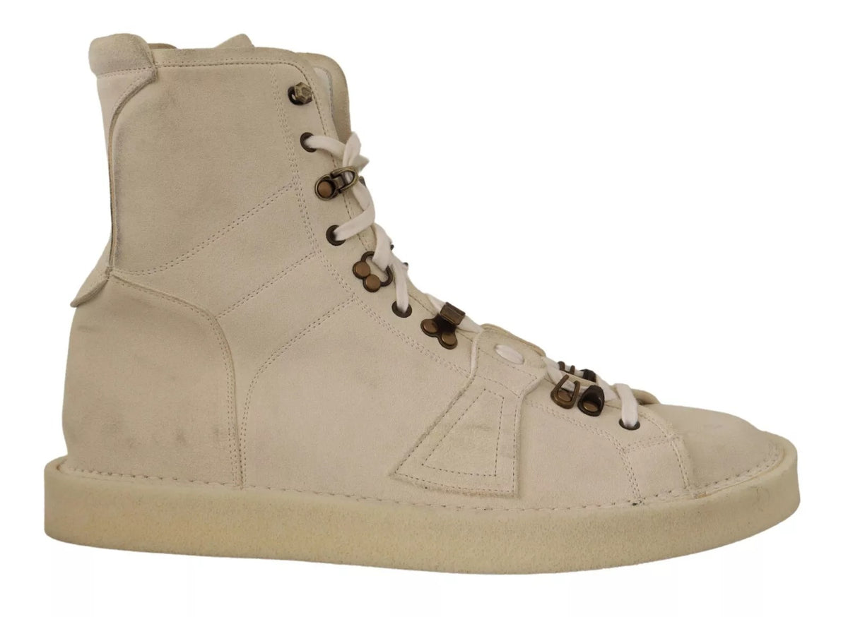 White Leather Lace Up Mens Boots