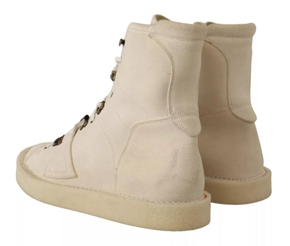 White Leather Lace Up Mens Boots