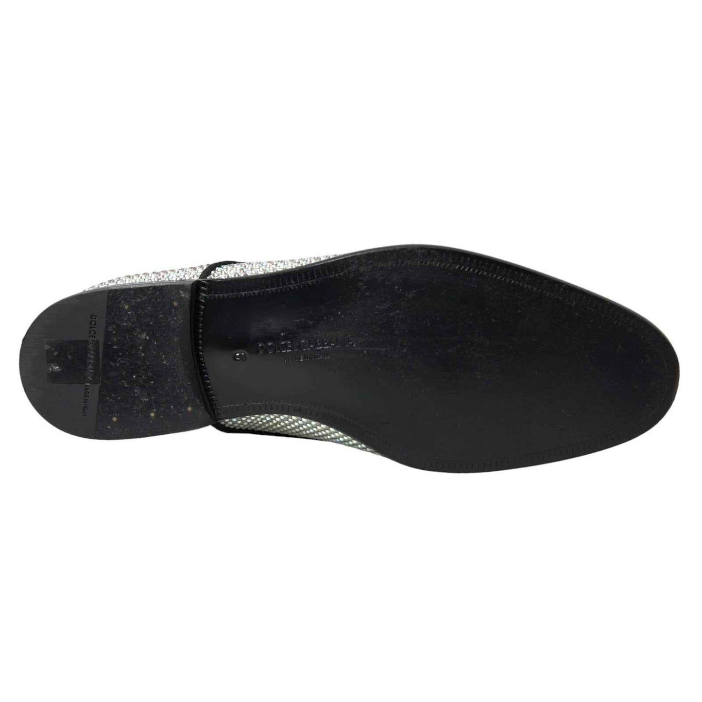 Silver Leather Rhinestones Derby Shoes