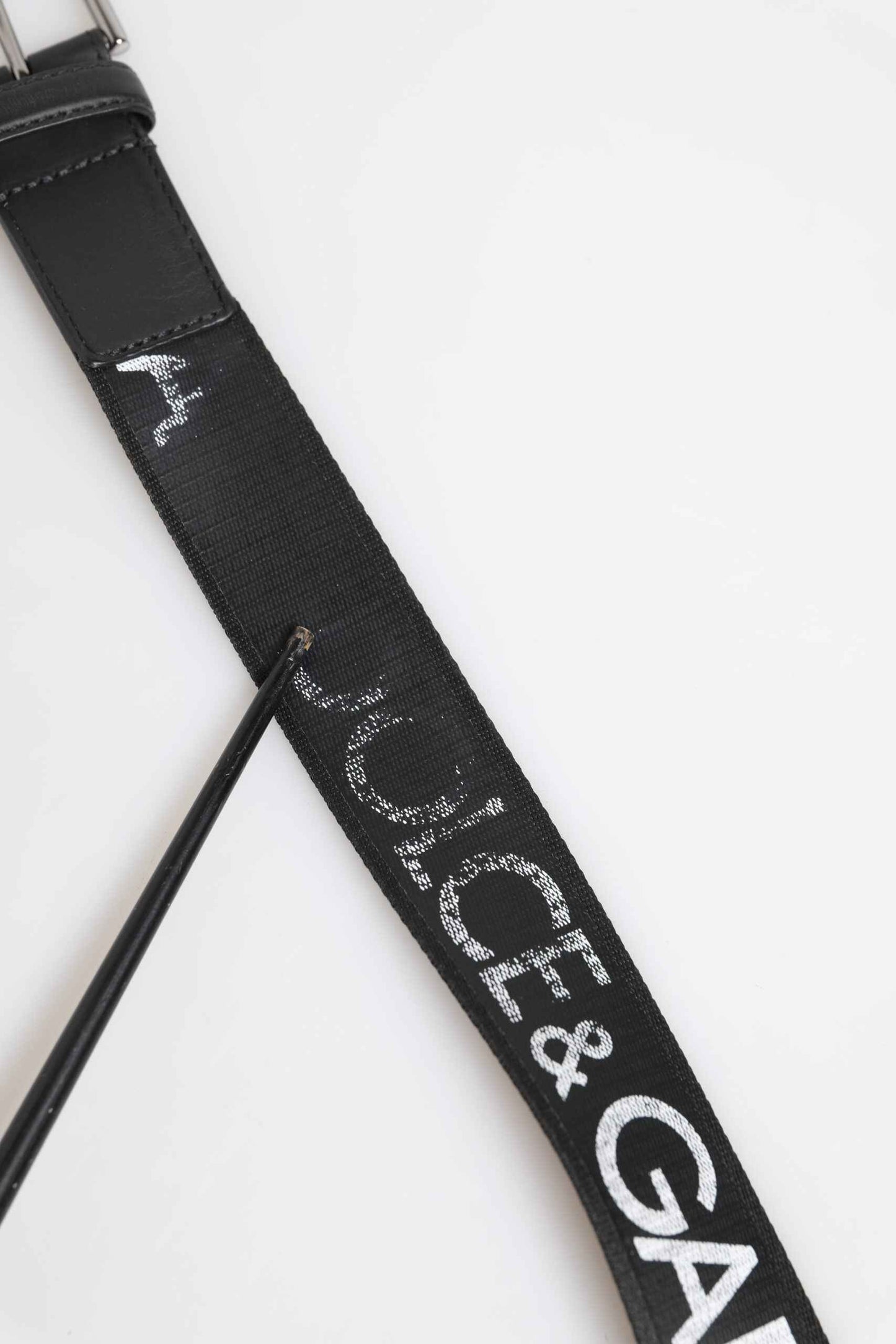 Black Polyester Leather Metal Buckle Belt