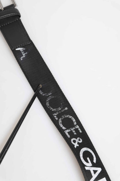 Black Polyester Leather Metal Buckle Belt