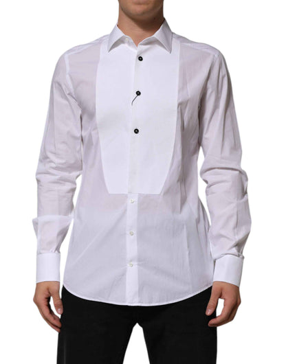 White Bib Cotton Poplin GOLD Men Formal Shirt
