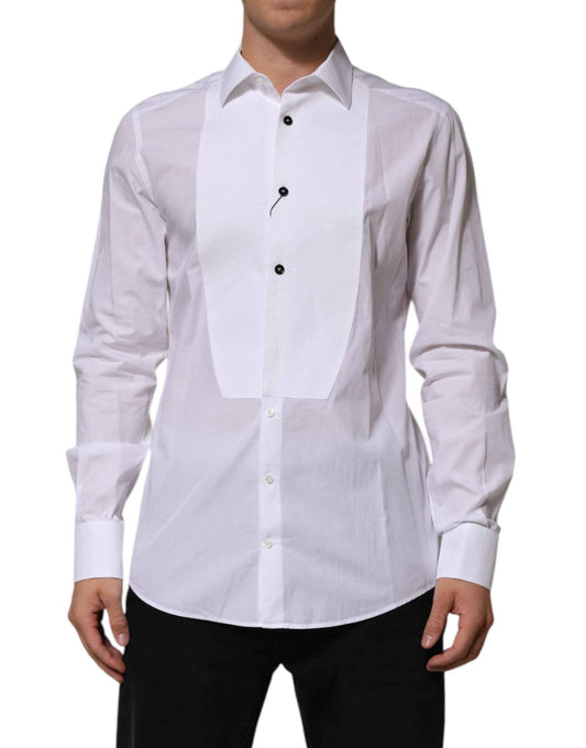 White Bib Cotton Poplin GOLD Men Formal Shirt