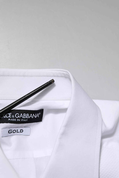 White Bib Cotton Poplin GOLD Men Formal Shirt