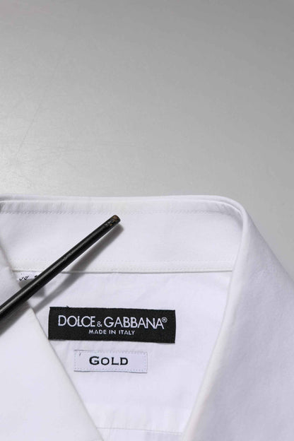 White Bib Cotton Poplin GOLD Men Formal Shirt