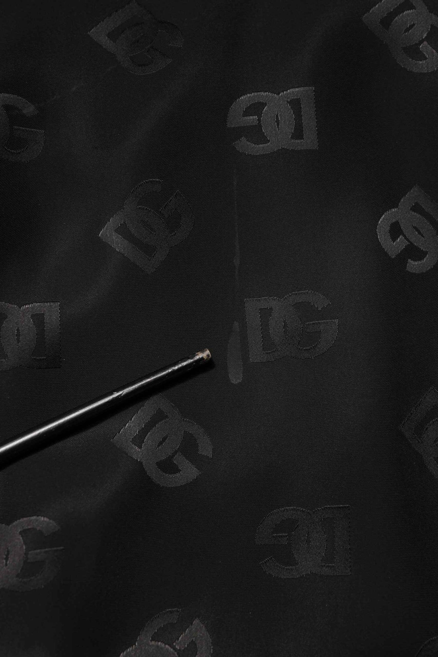 Black Polyester Logo Monogram Coat Jacket