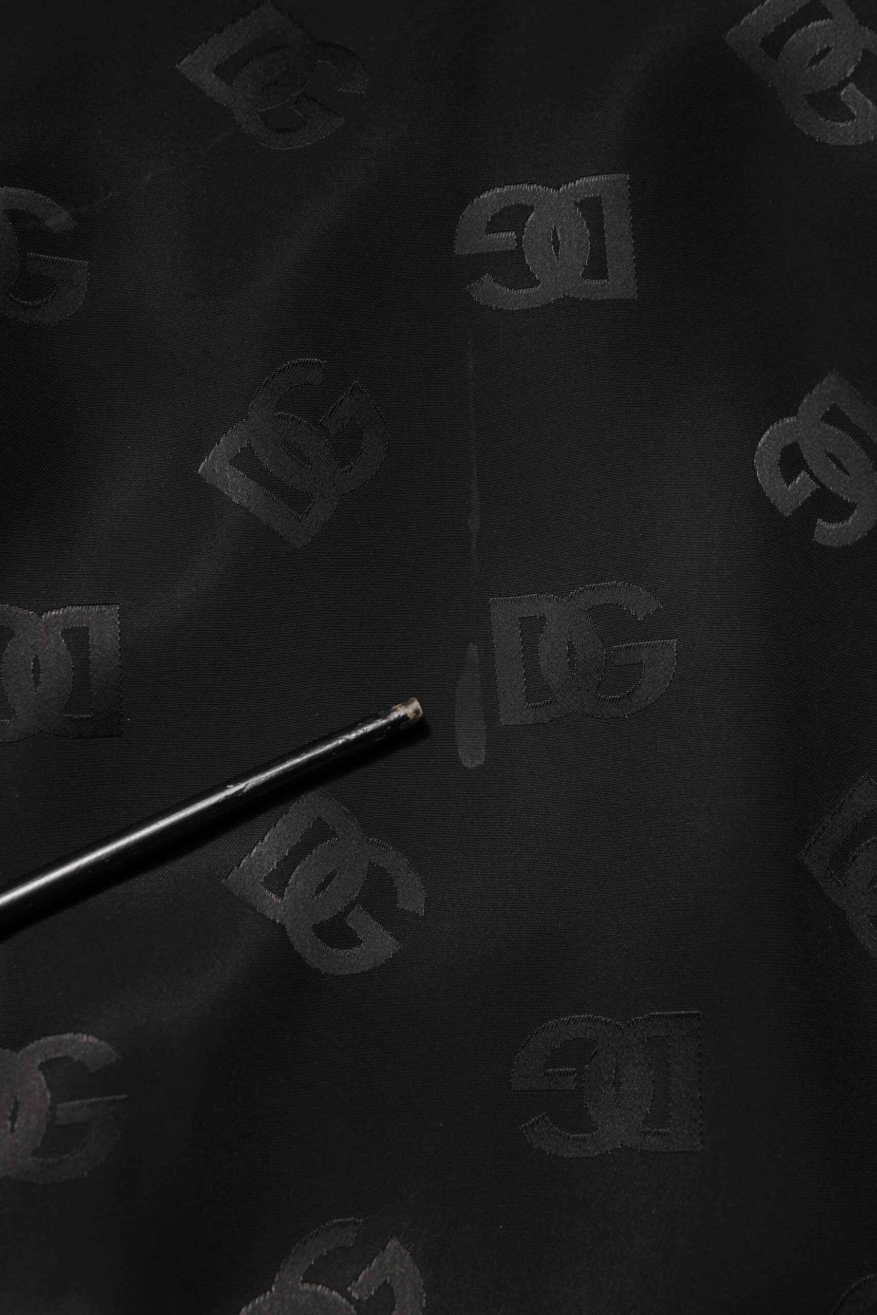 Black Polyester Logo Monogram Coat Jacket