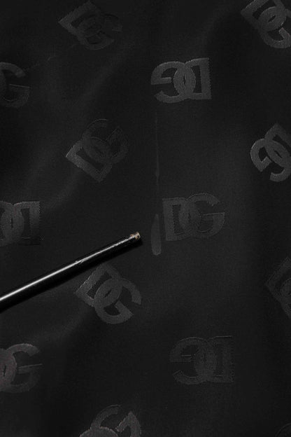 Black Polyester Logo Monogram Coat Jacket