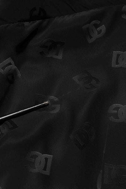 Black Polyester Logo Monogram Coat Jacket