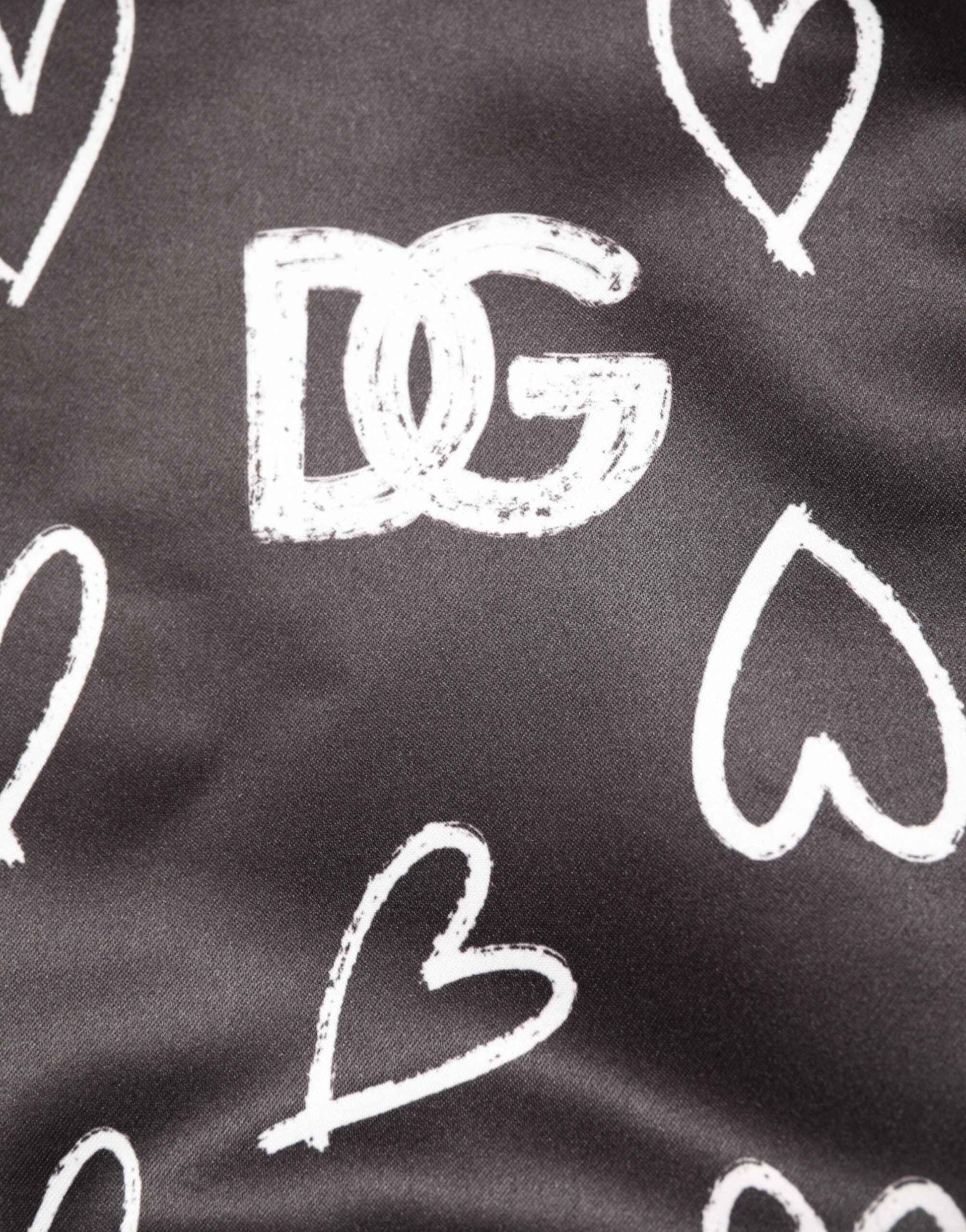Black Polyester Heart Print Bomber Jacket