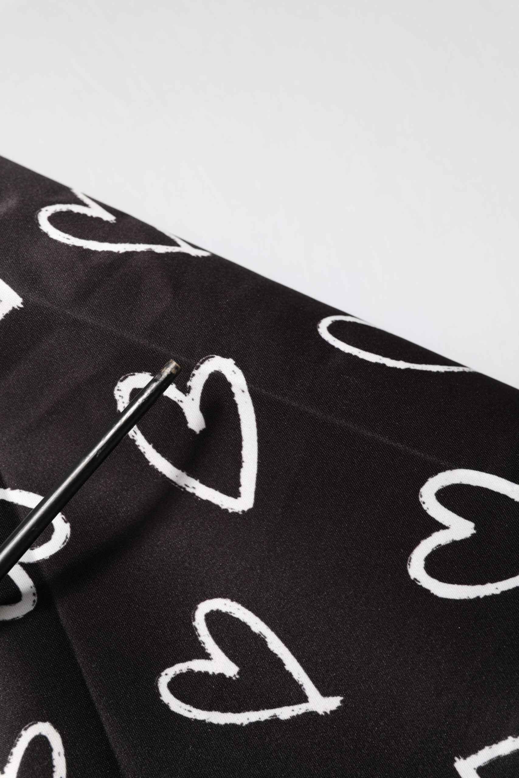 Black Polyester Heart Print Bomber Jacket