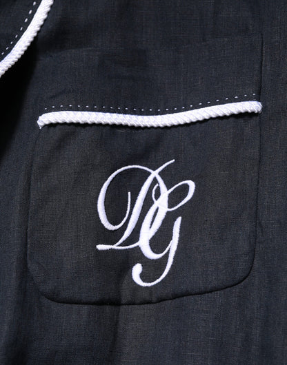 Dark Blue DG Embroidery Jacket Robe Blazer