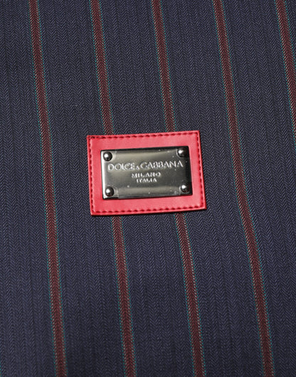 Blue Red Striped Logo Plaque Full Zip Jacket
