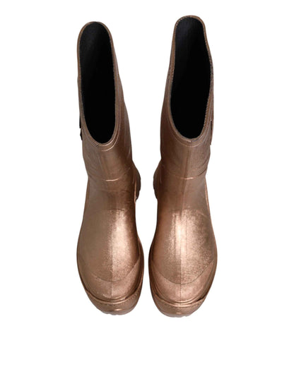 Metallic Gold Pull On Rain Boots Shoes
