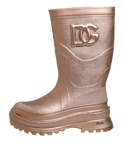 Metallic Gold Pull On Rain Boots Shoes