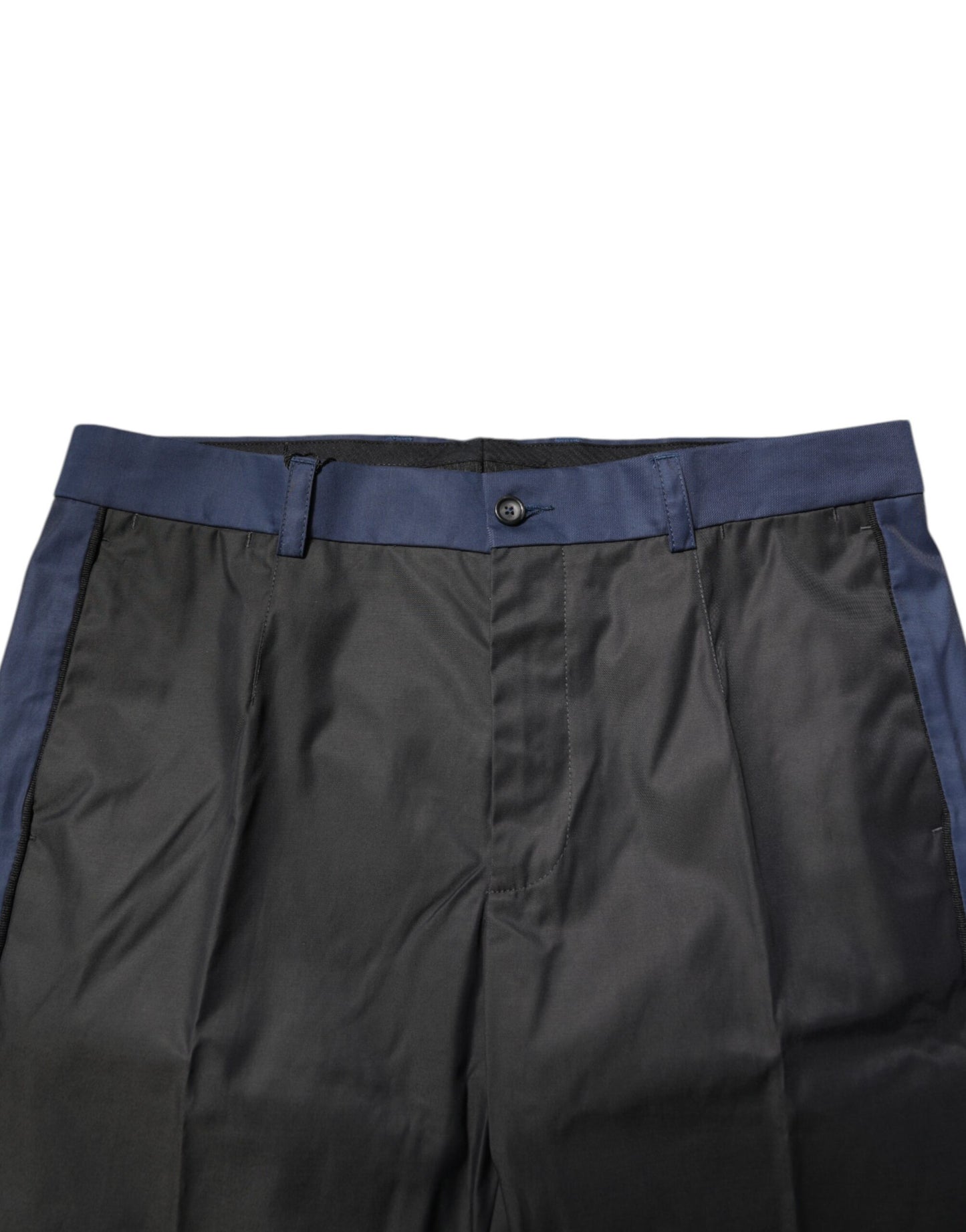 Gray Blue Cotton 3/4 Chinos Crop Trouser Pants