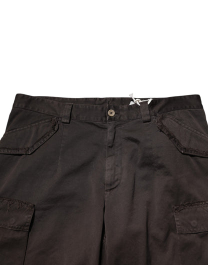 Brown Cotton Stretch Cargo Men Trouser Pants