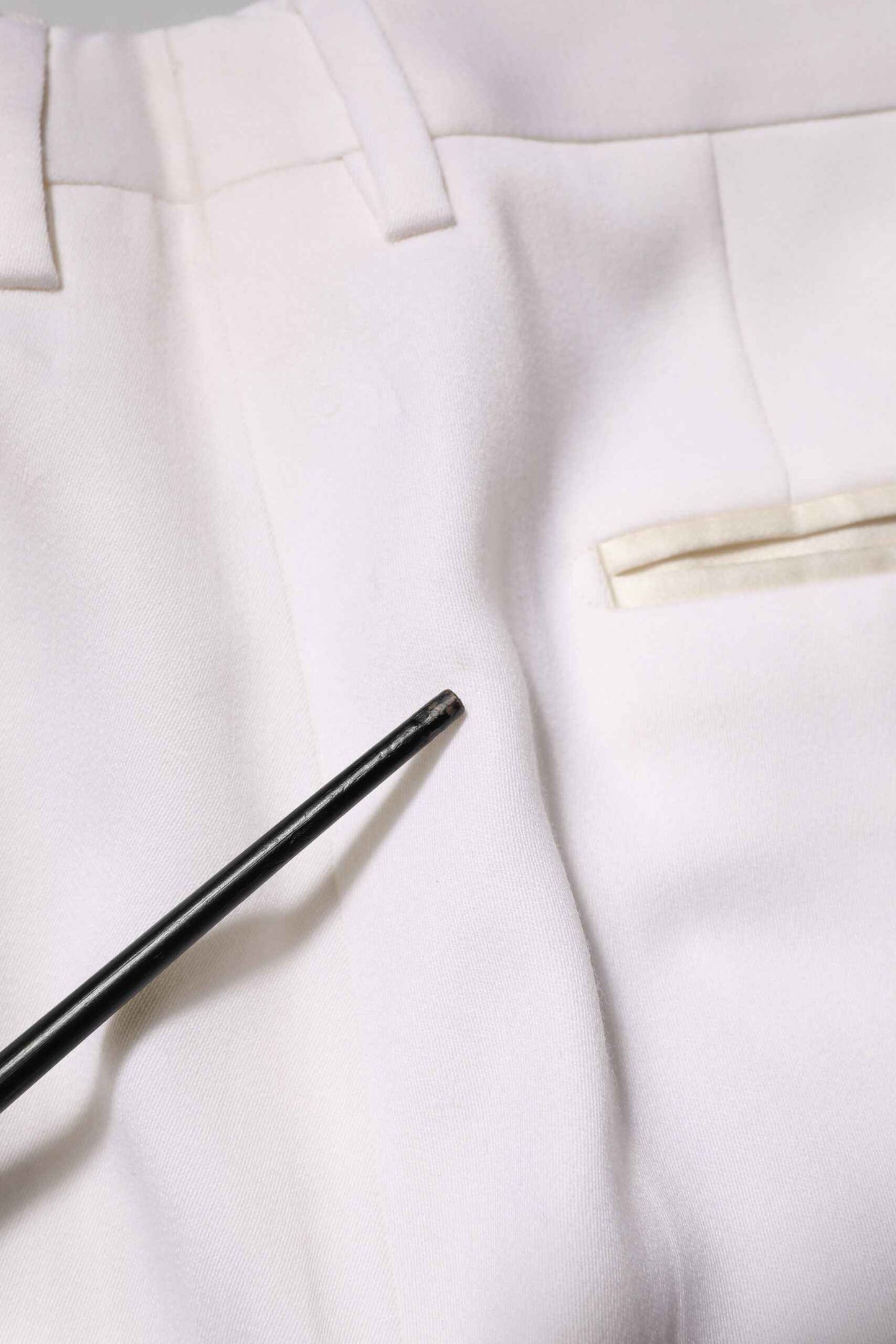 White Polyester Tapered Formal Trouser Pants