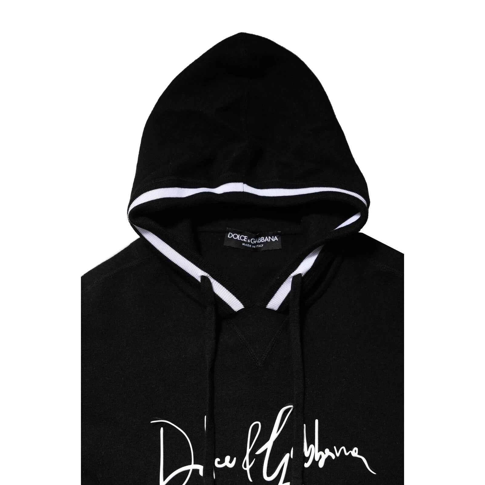 Black Hooded Logo Print Sweatshirt Sweater