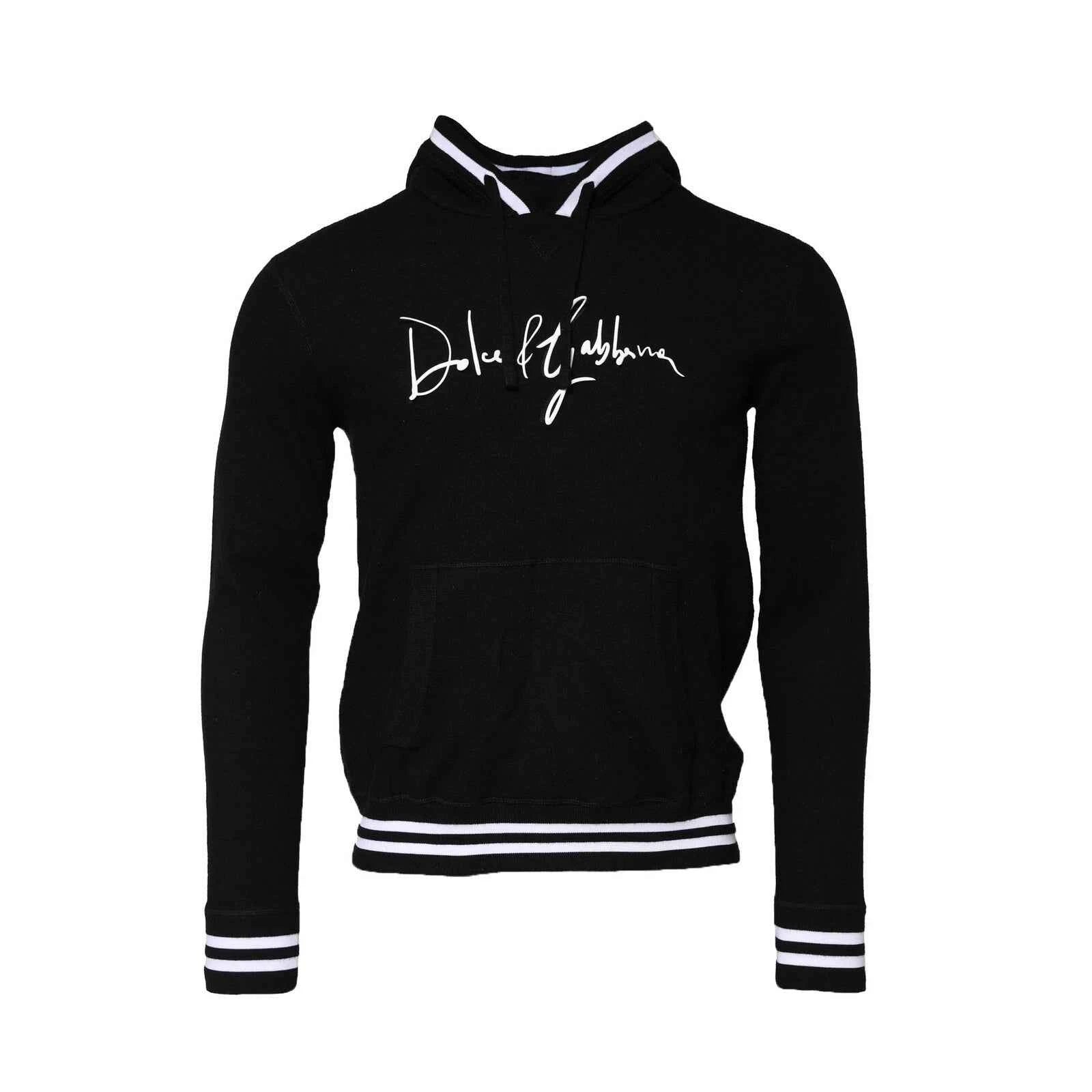Black Hooded Logo Print Sweatshirt Sweater