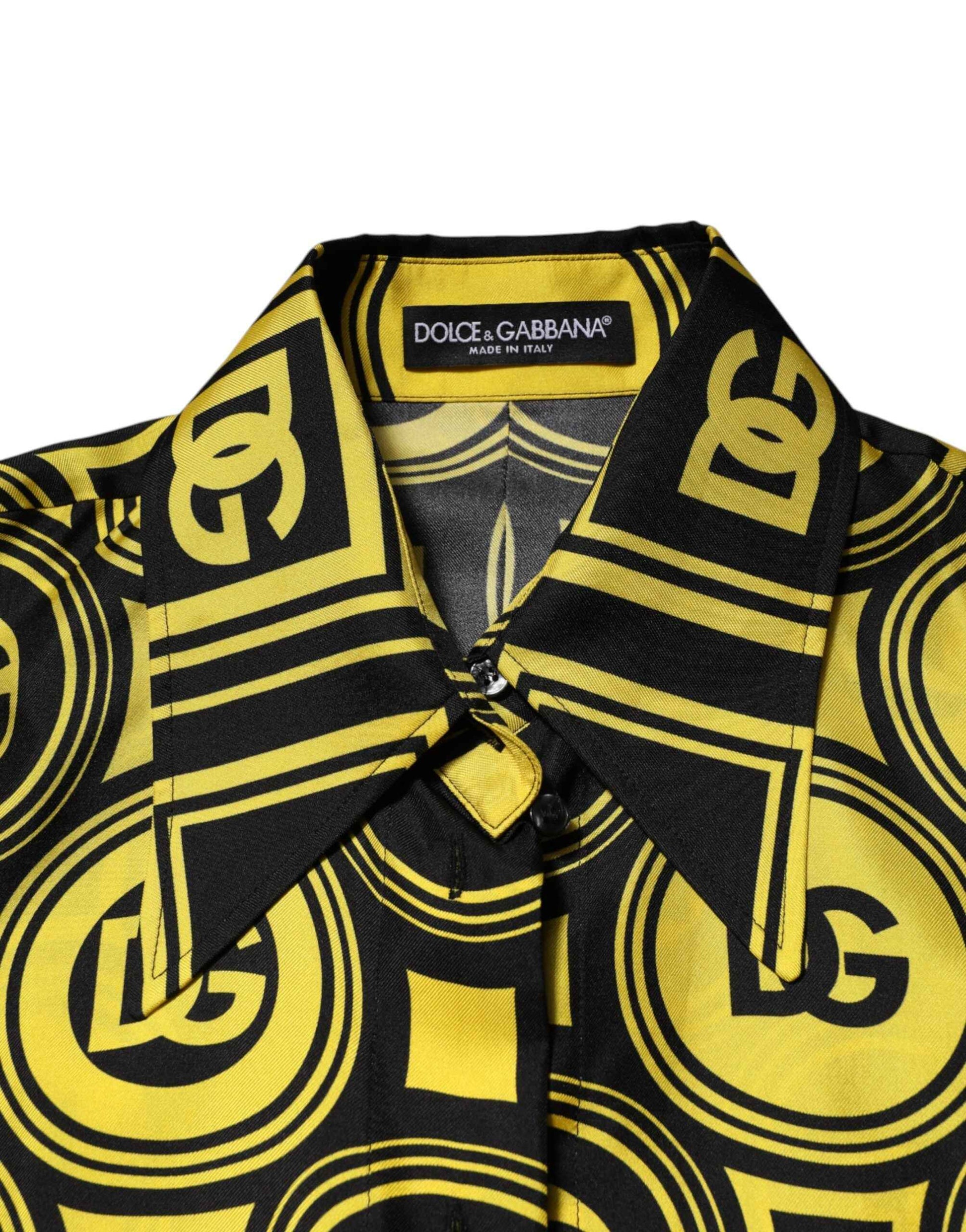 Yellow Silk Silver DG Logo Geometric T-shirt