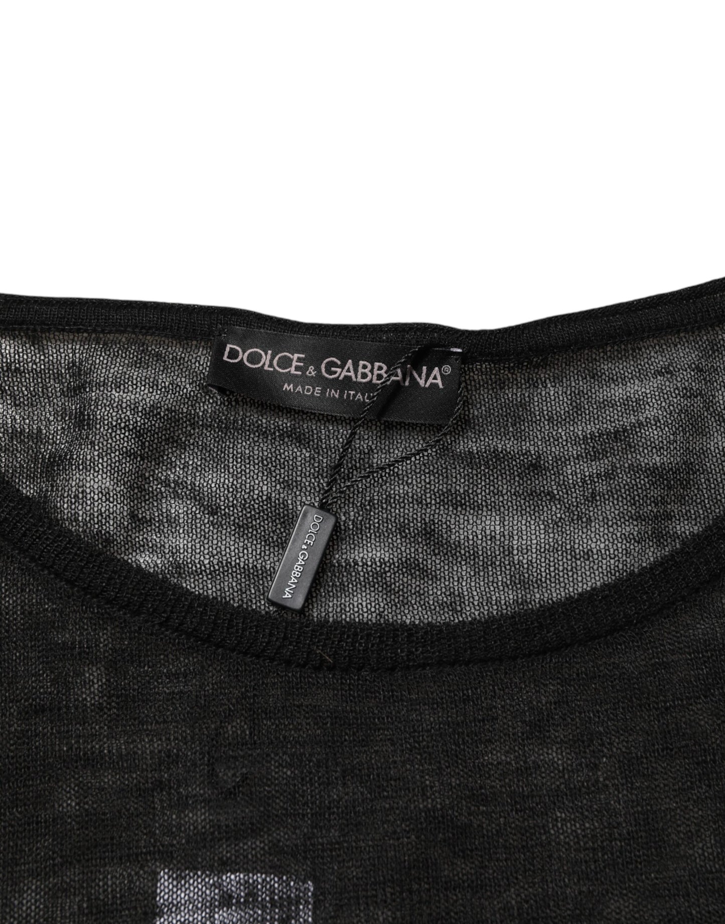 Black Linen Mesh Tattered Longsleeves T-shirt