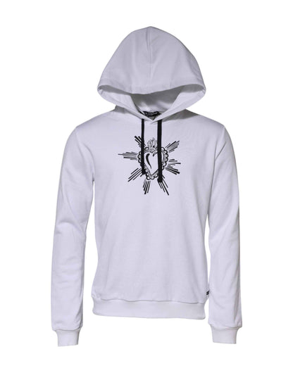 White Sacred Heart Hooded Sweatshirt Sweater