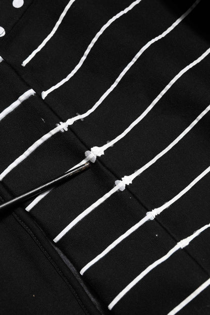 Black Stripes Hooded Men Sweatshirt Sweater
