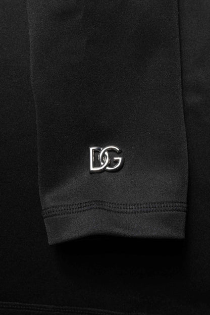 Black Polyester Turtleneck Pullover Sweater
