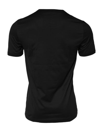 Black Sacred Heart Cotton Crew Neck T-shirt
