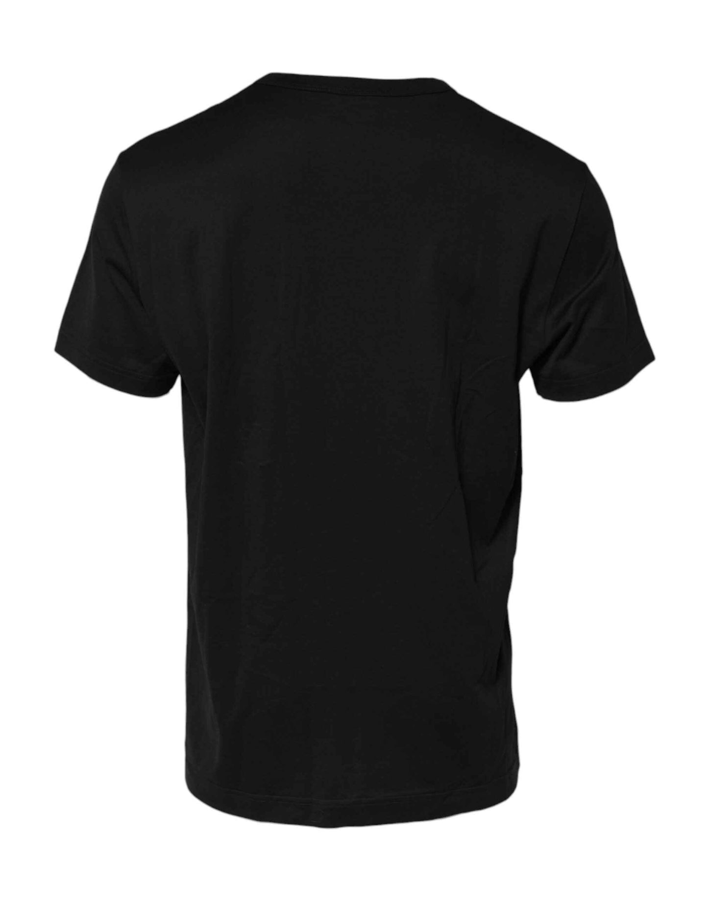 Black Embossed Logo Cotton Crew Neck T-shirt